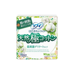 유니참 소피 피부를 생각한 라이너 천연 극면 저자극 민감 타입 무향료 14cm (50개입)