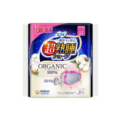 유니참 소피 초숙면 팬티 유기농 코튼 특히 양이 많은 야간용 내츄럴 그레이 M-L 4매입