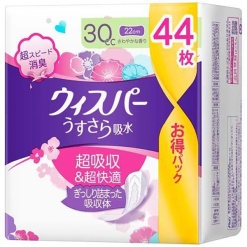 P&G 위스퍼 슬림 시트 여성용 흡수 케어 30cc 안심 소량용 44매입