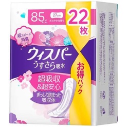 P&G 위스퍼 슬림 시트 여성용 흡수 케어 장시간 쾌적용 85cc 22장
