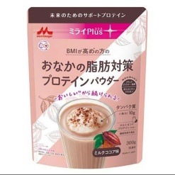 모리나가 미라이 Plus 배 지방 대책 프로틴 파우더 밀크 코코아 맛 300g