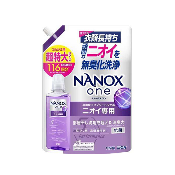 라이온 나녹스원 NANOX one 냄새 전용 실내 건조용 세탁세제 리필용 초특대 1160g